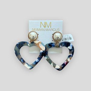 Neiman Marcus Pearl Lucite Heart Earrings